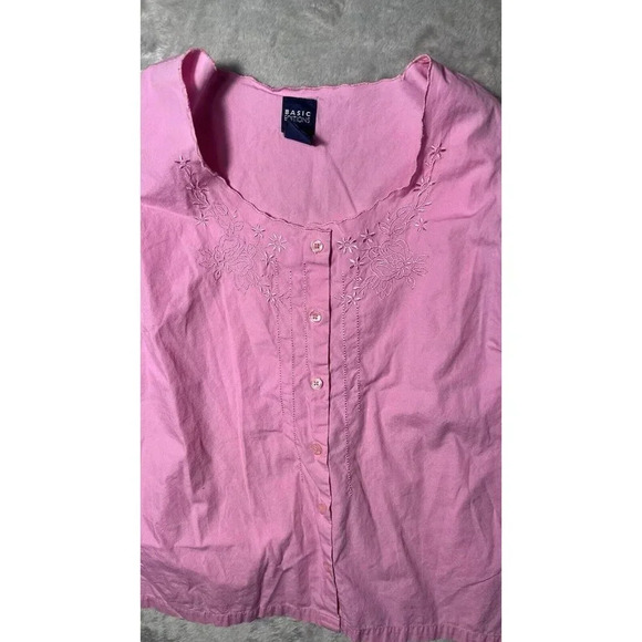 Basic Editions Women's Pink Floral Embroidered & Sleeveless Tank Top - Picture 2 of 12